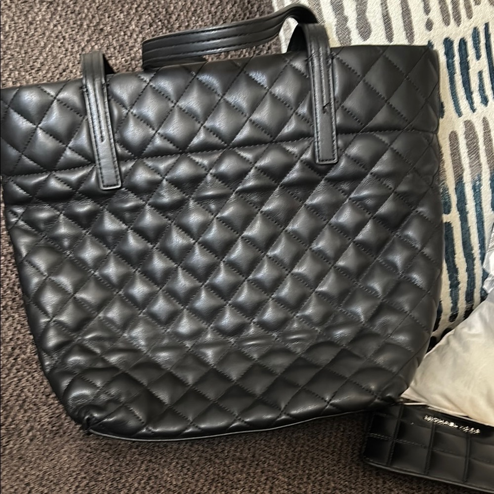 Steve Madden Black Quilted Tote Bag